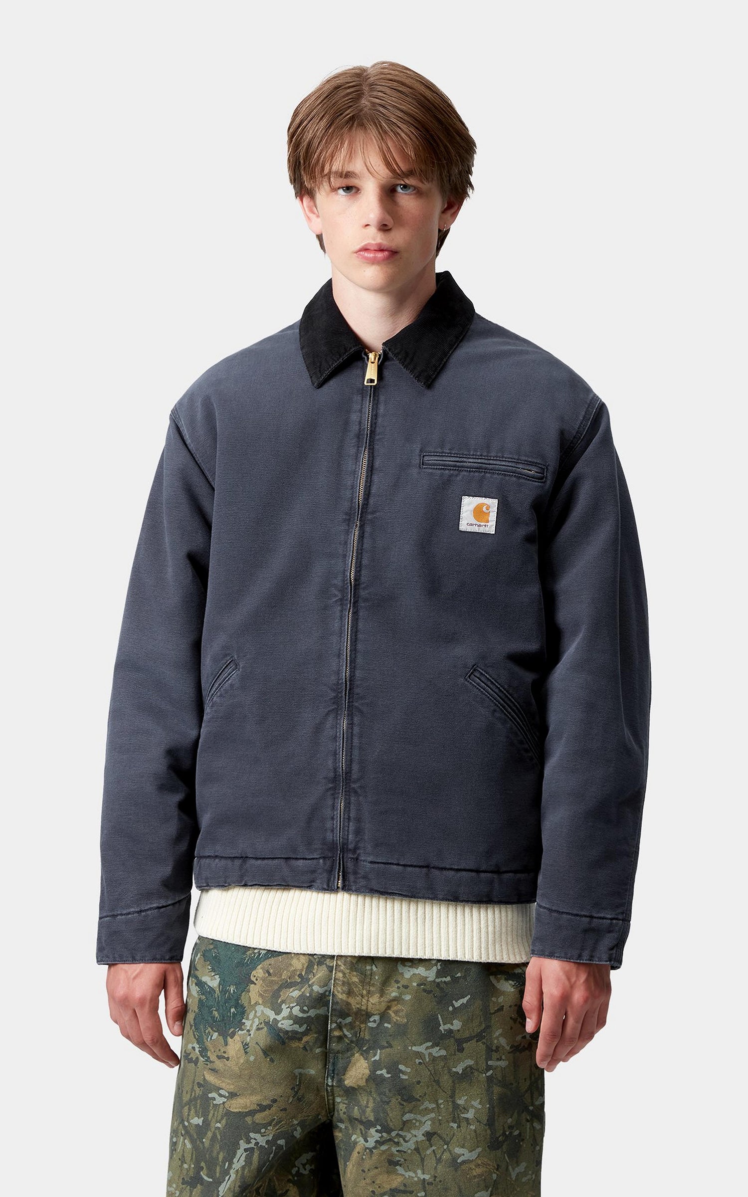 Carhartt WIP OG Detroit Jacket Dearborn Canvas Stone Dark Navy/Black