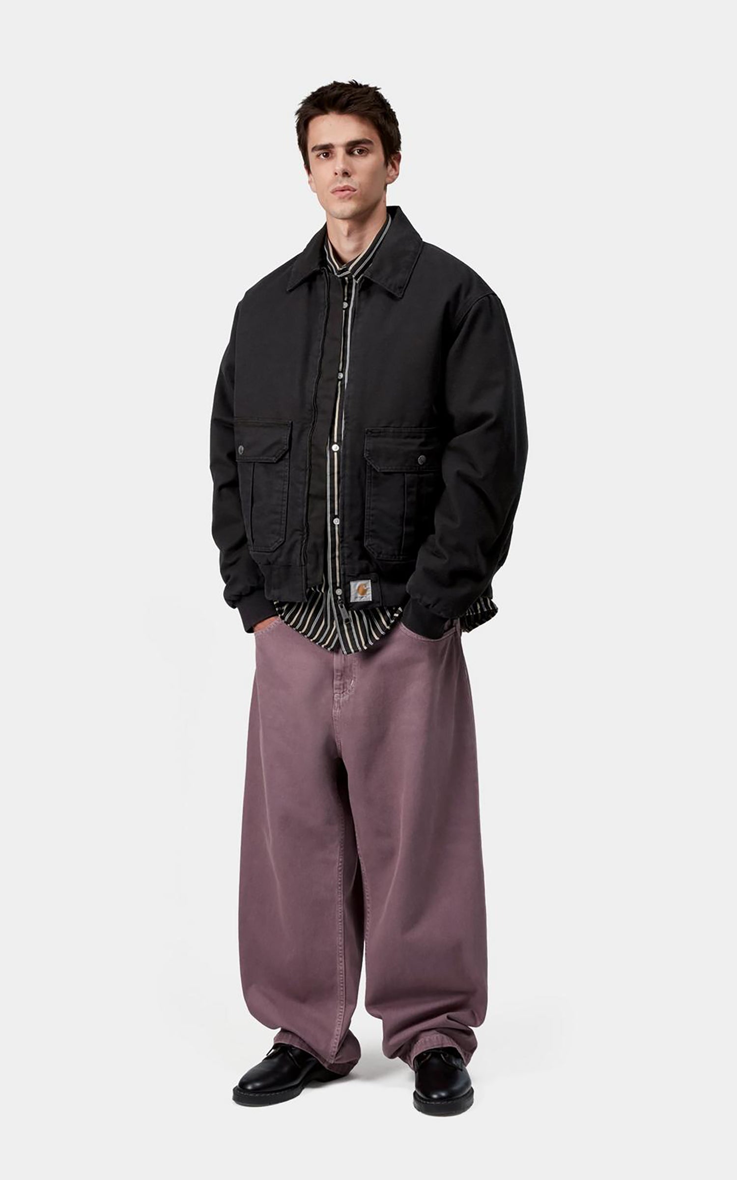 Carhartt WIP Stanton Jacket Deerfield Canvas Stone Washed Black