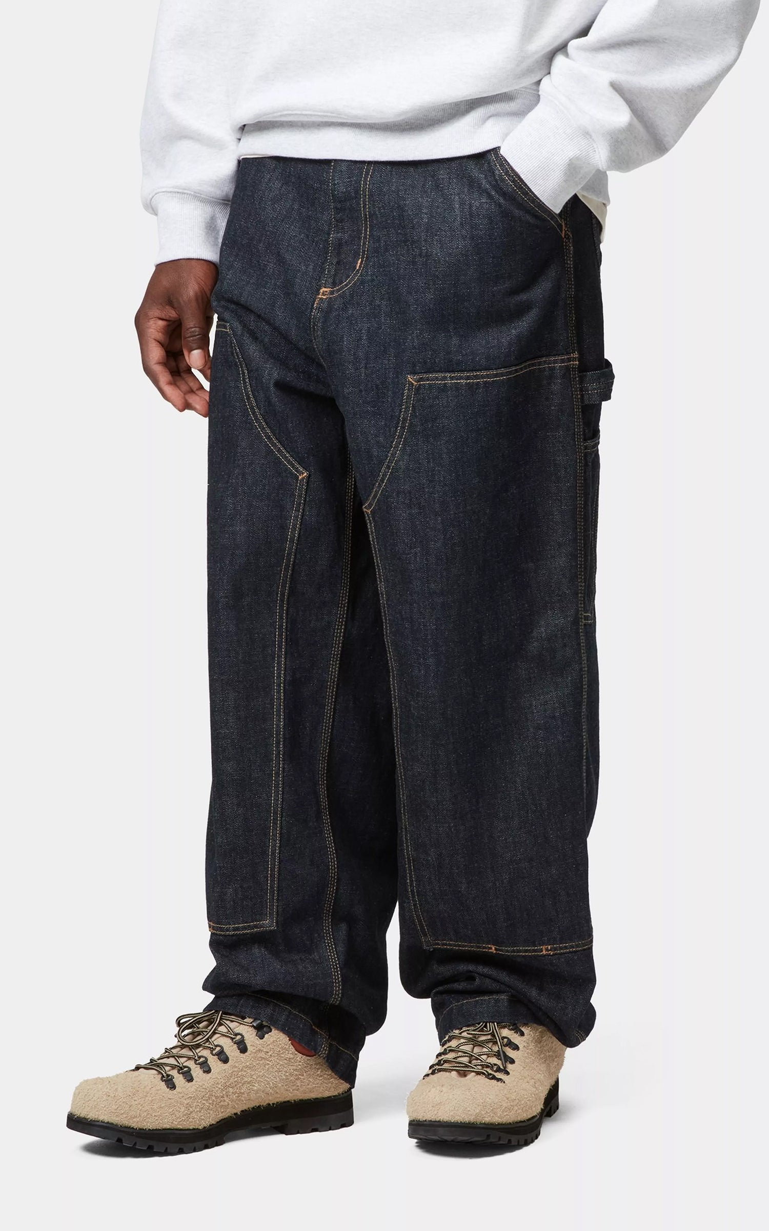 Carhartt WIP Double Knee Pant Camano Denim Rinsed Blue