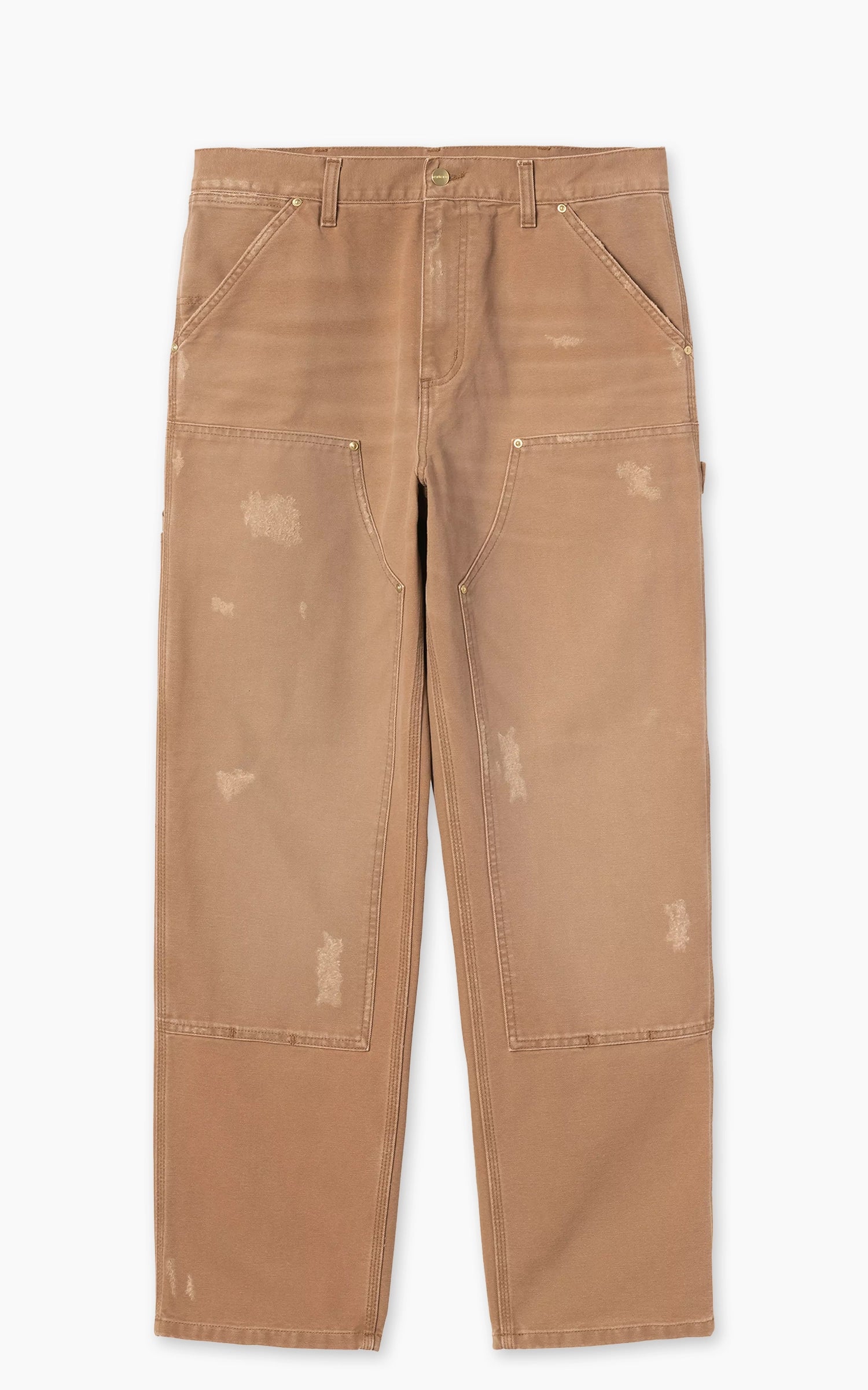 Carhartt WIP Double Knee Pant Dearborn Canvas Grind Wash Hamilton Brown