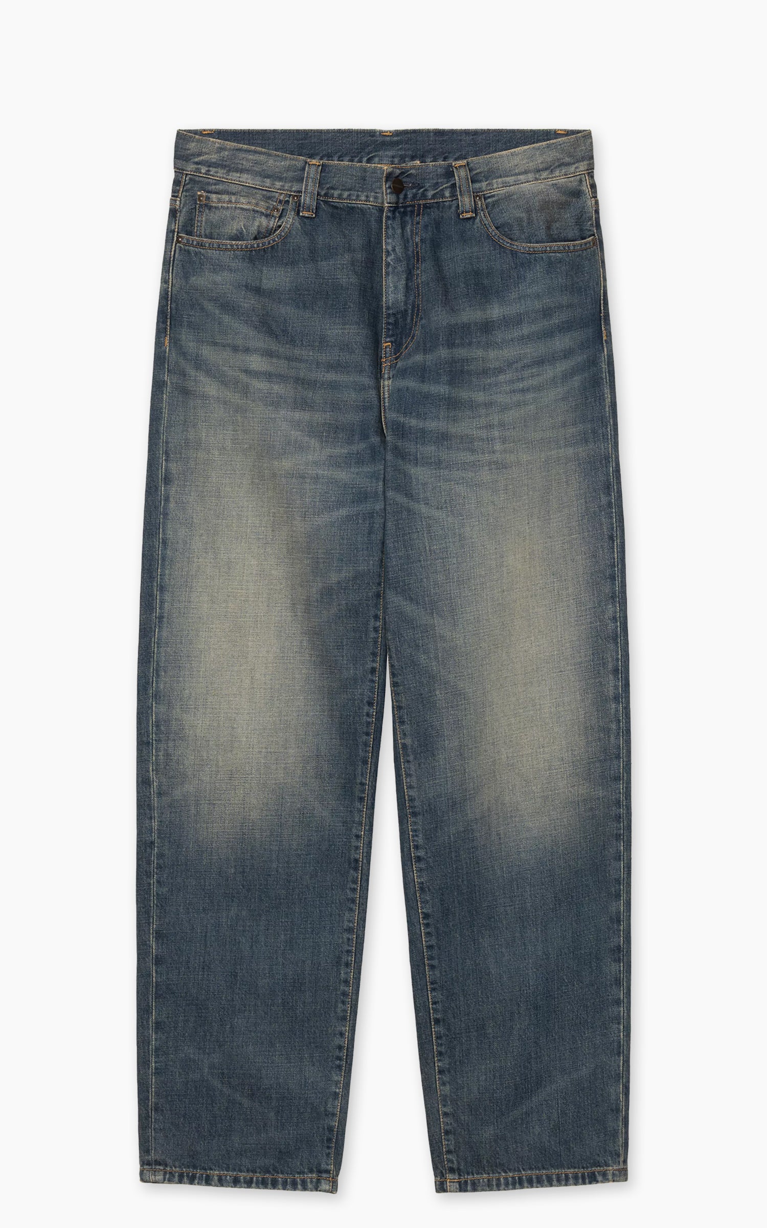 Carhartt WIP Aaron Pant Camano Denim Mid Worn Used Blue
