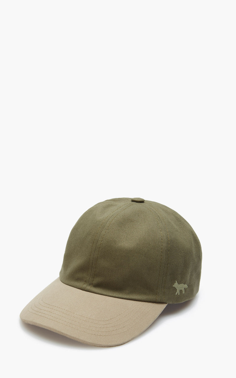 Maison Kitsuné Tonal Profile Fox 6 Panel Cap Dark Khaki