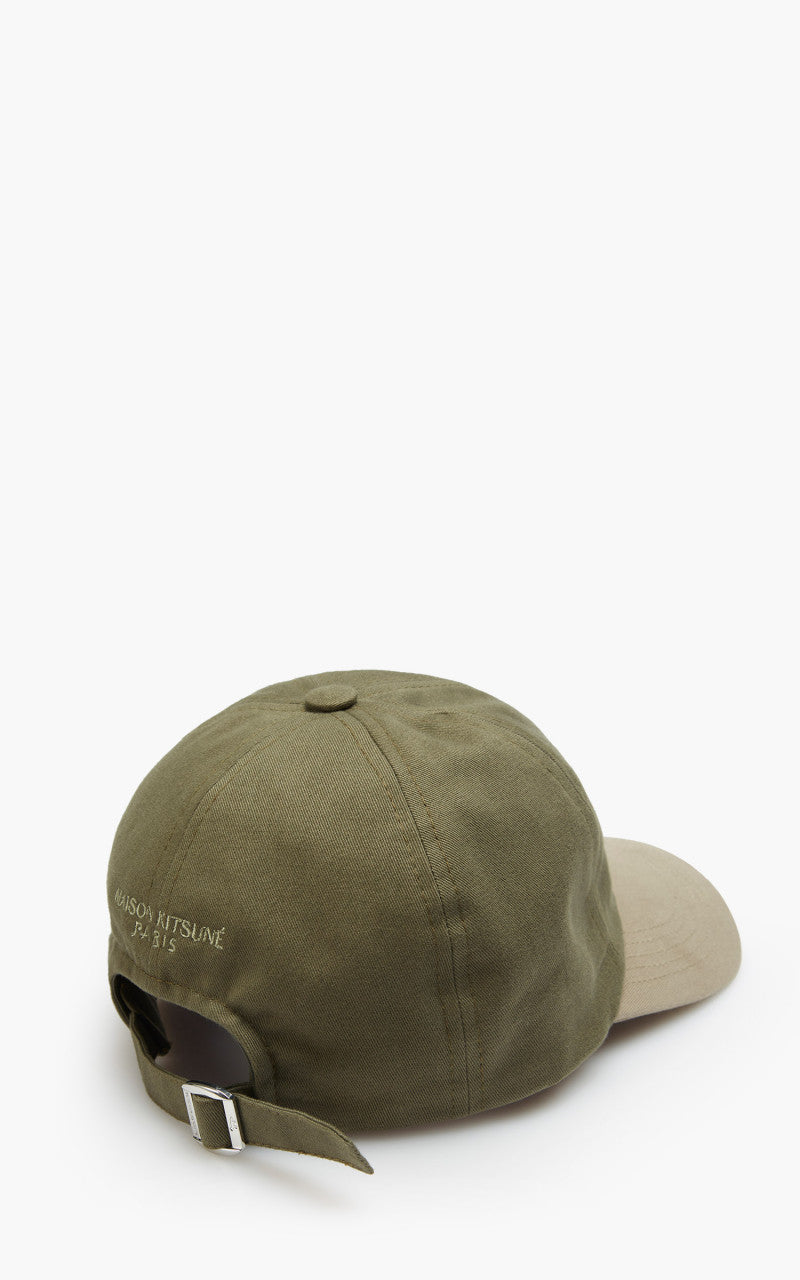 Maison Kitsuné Tonal Profile Fox 6 Panel Cap Dark Khaki