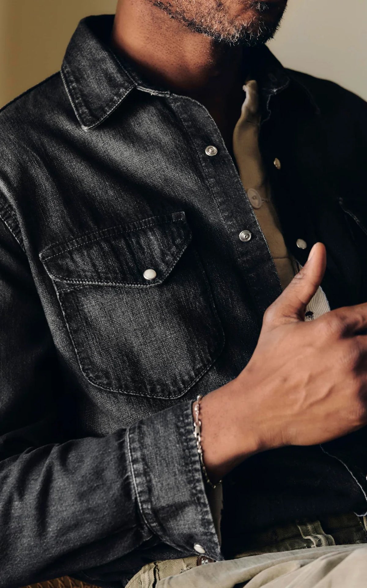Imogene + Willie Hayes Washed Pearl Snap Shirt Black