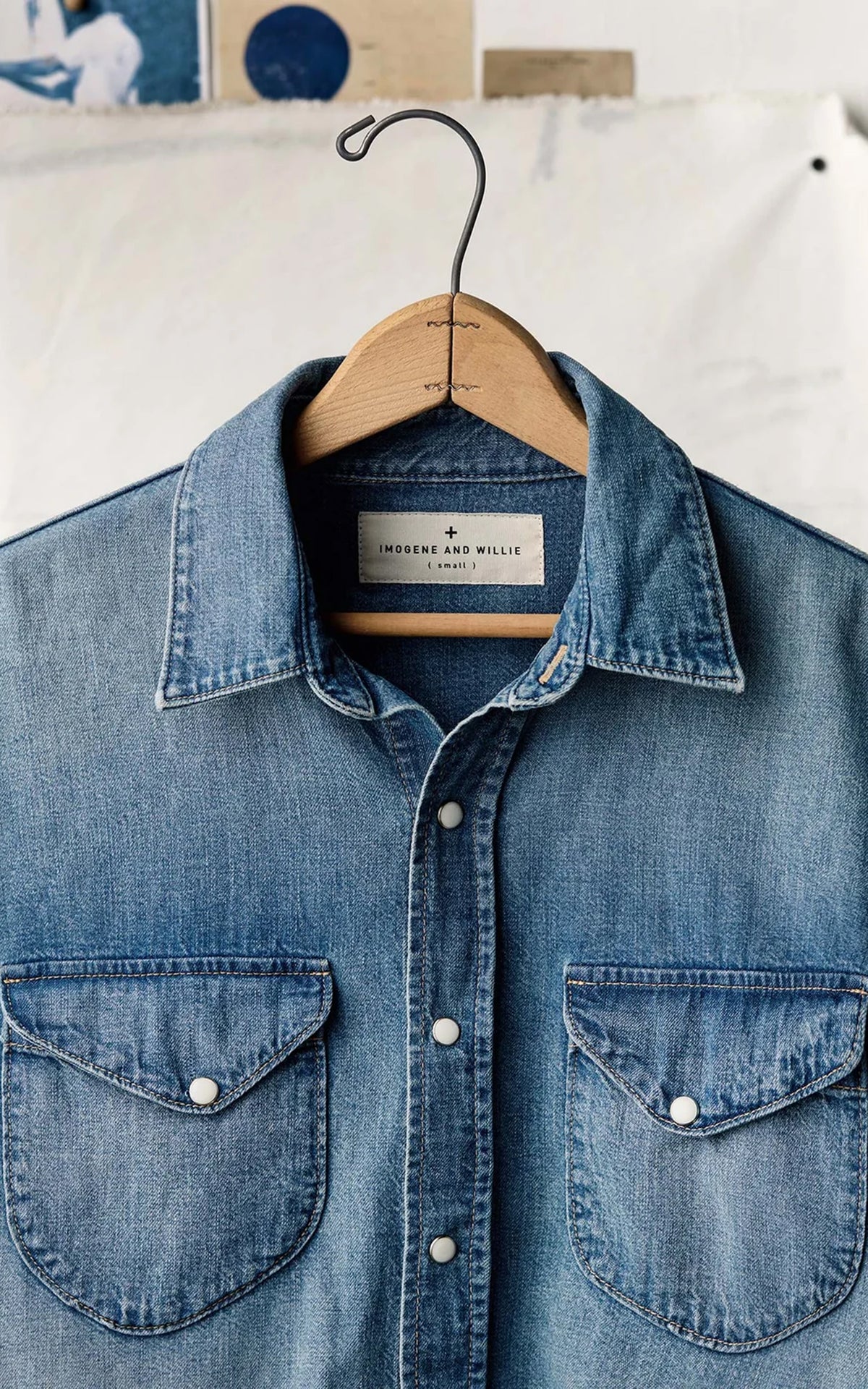 Imogene + Willie Hayes Washed Pearl Snap Shirt Blue