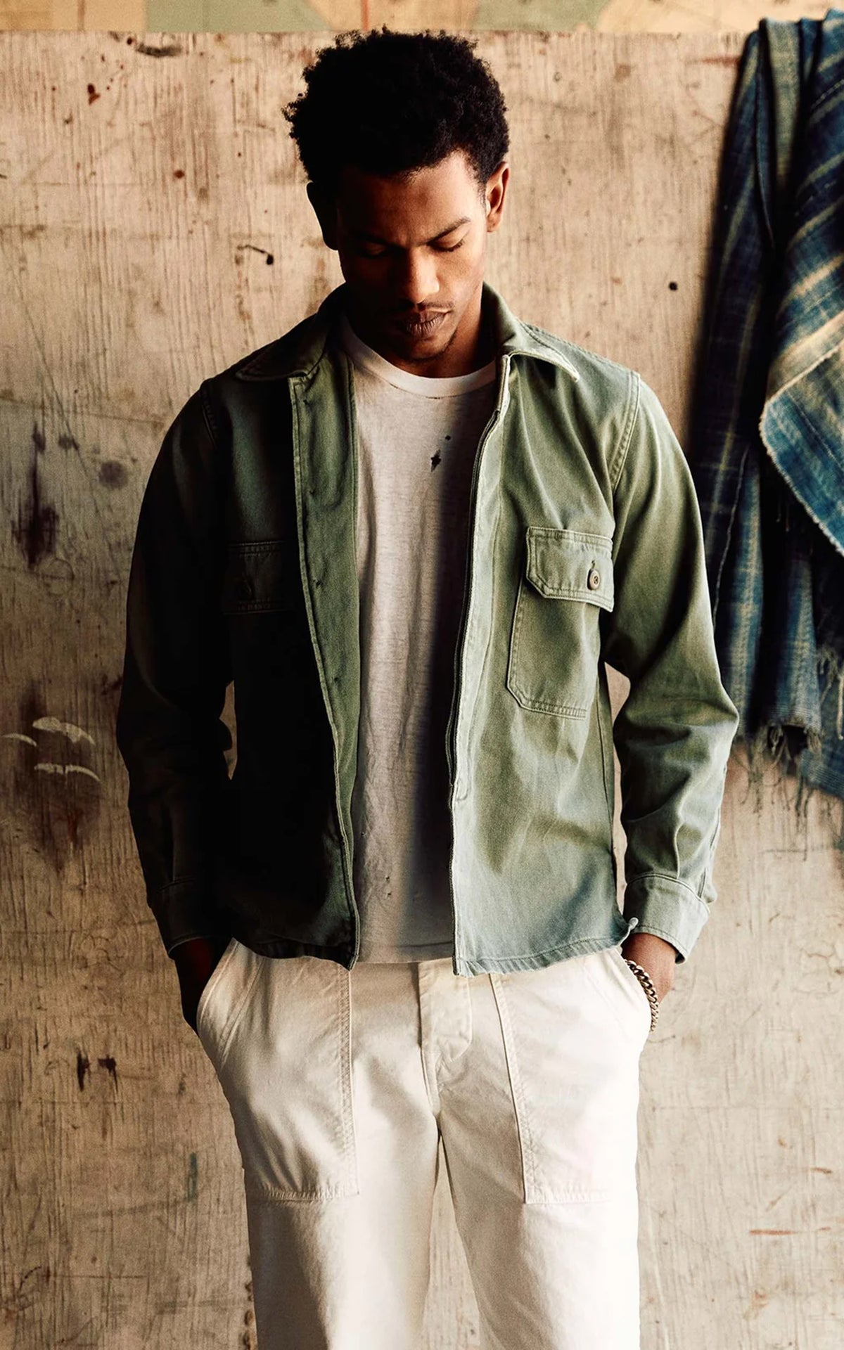 Imogene + Willie Military Shirt Jacket Fatigue Green