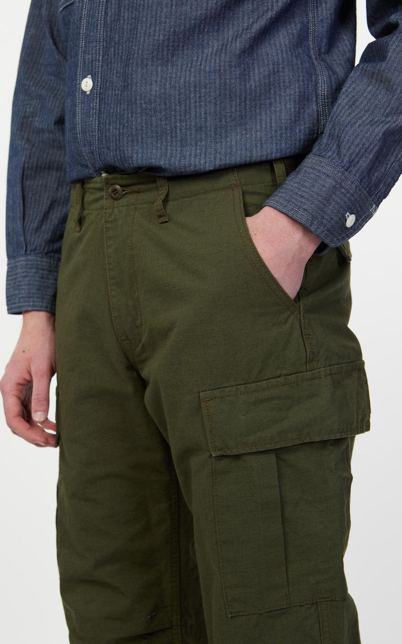 Japan Blue Modern Military Cargo Pants Ripstop Olive Drab