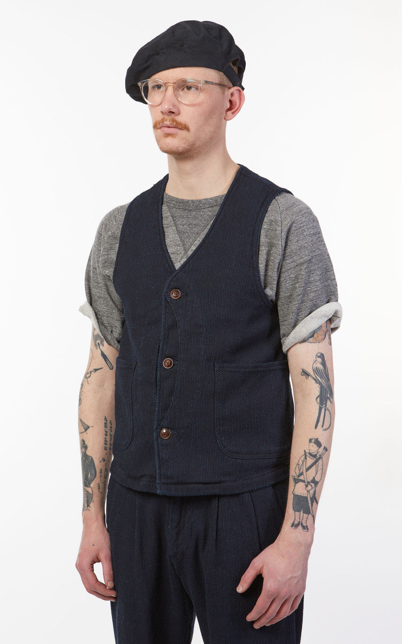 Japan Blue Sashiko Hunting Vest Indigo