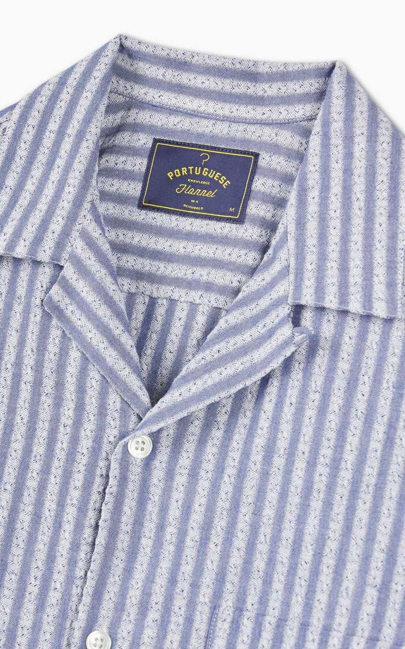 Portuguese Flannel Jacquard Chambray Shirt Blue/White
