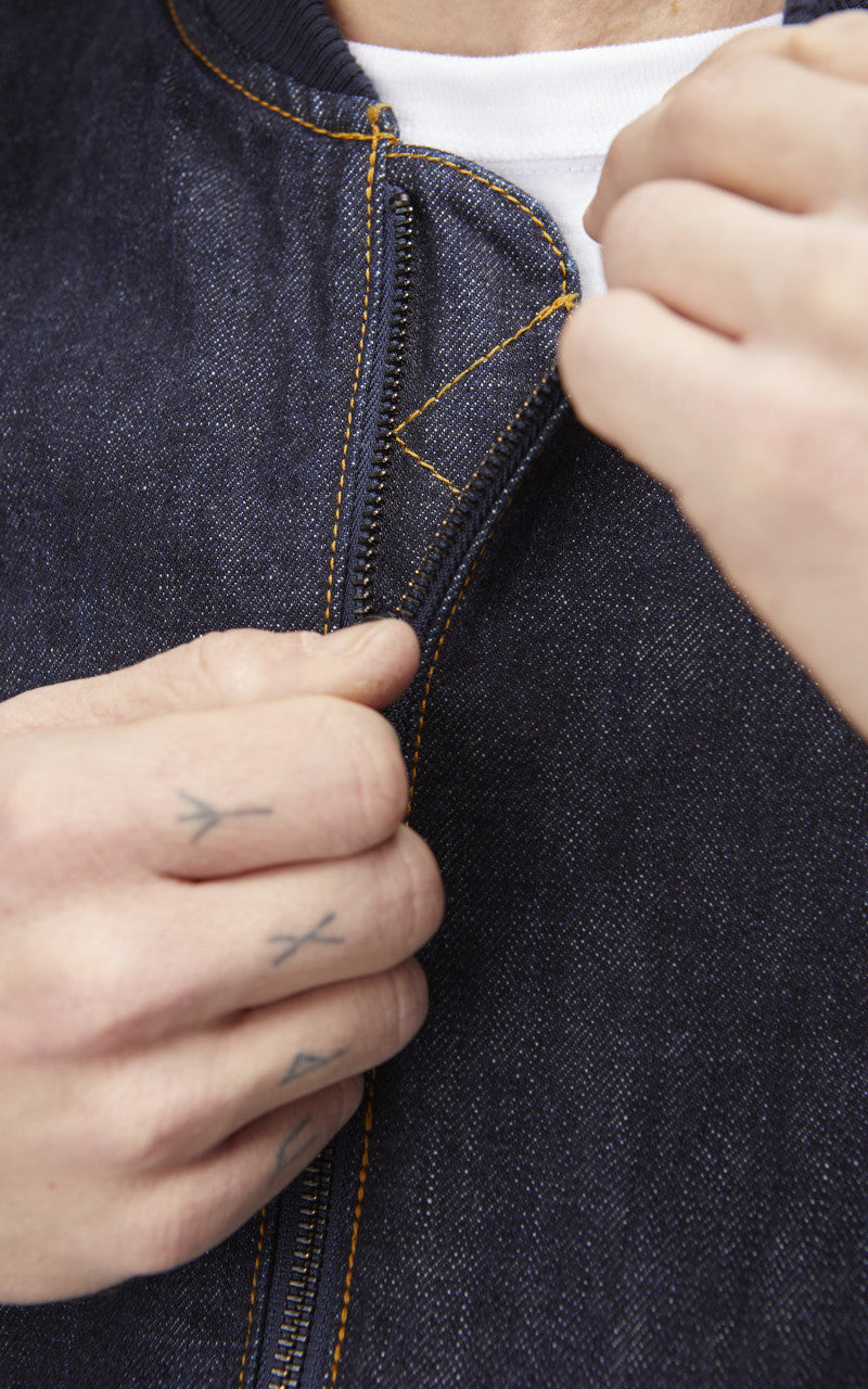 Japan Blue JJK0000M25 Denim Bomber Jacket Indigo