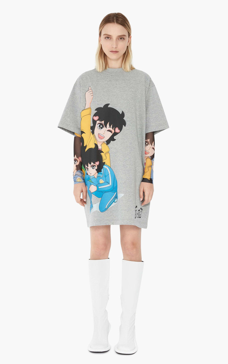JW Anderson RH Print T-Shirt Dress Grey Melange