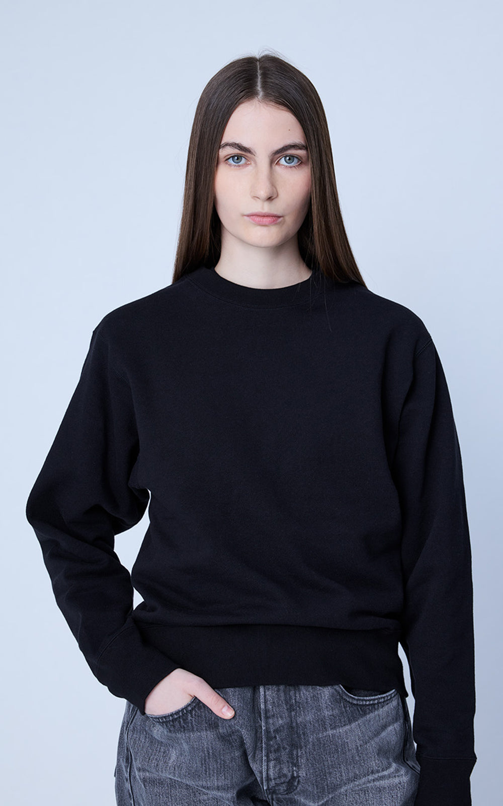 Cotton Research Club Loopwheel Terry Crewneck Black