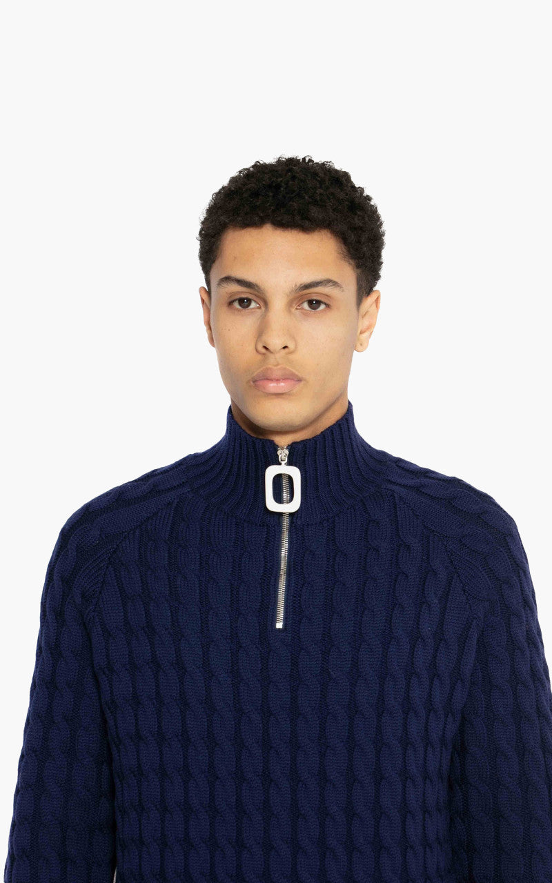 JW Anderson JWA Cable Knit Henley Jumper Navy