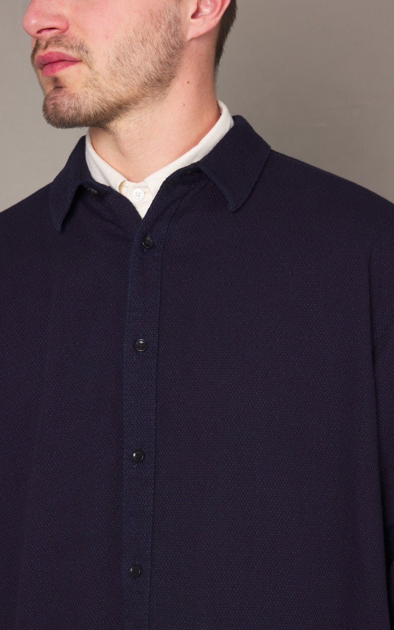 Japan Blue Sashiko Jacquard Shirt Indigo