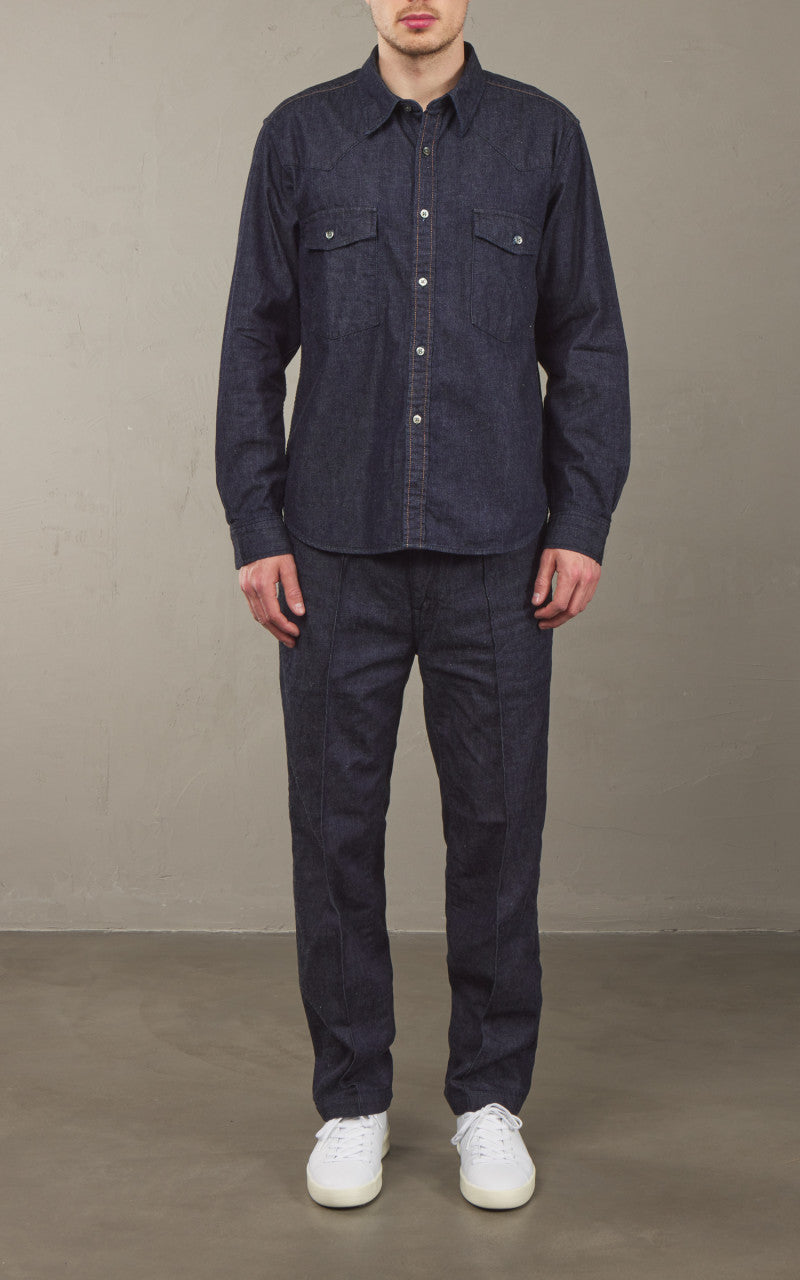 Japan Blue JBLS1043 Cote d’Ivoire Cotton Selvedge Denim Western Shirt Indigo 8oz