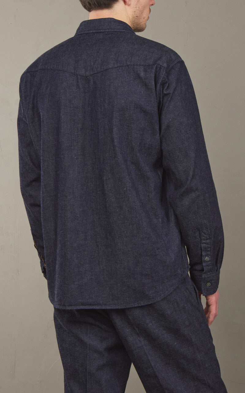 Japan Blue JBLS1043 Cote d’Ivoire Cotton Selvedge Denim Western Shirt Indigo 8oz