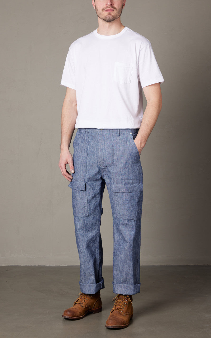 Japan Blue Heavy Chambray Bush Pants Sax