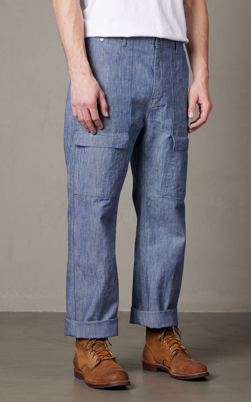 Japan Blue Heavy Chambray Bush Pants Sax