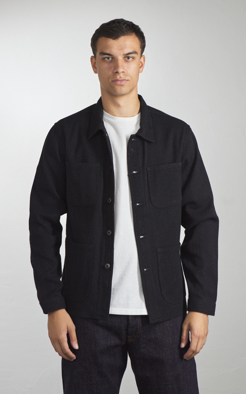 Japan Blue JBOT1324 Sashiko Coverall Jacket Black 11oz