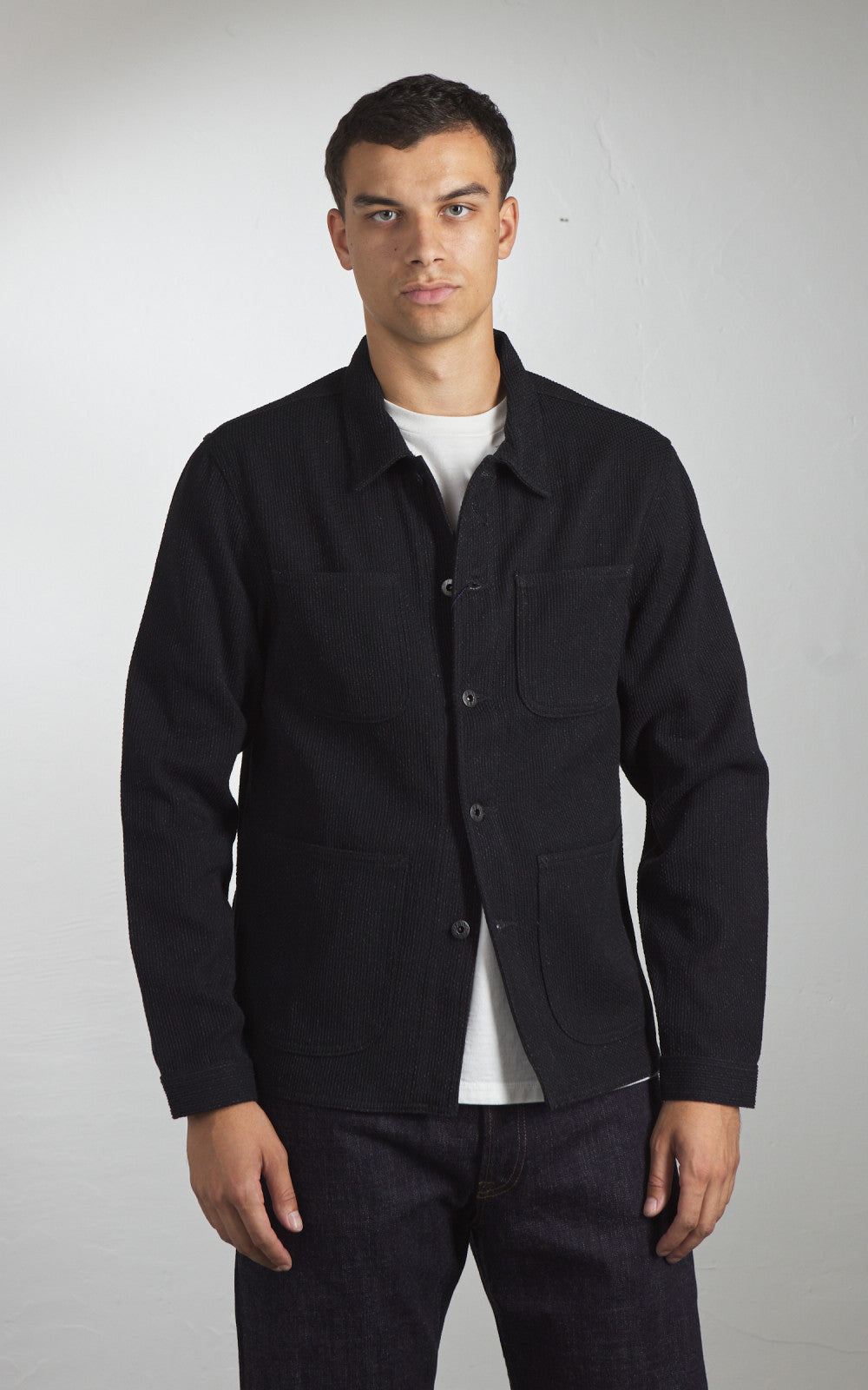 Japan Blue JBOT1324 Sashiko Coverall Jacket Black 11oz