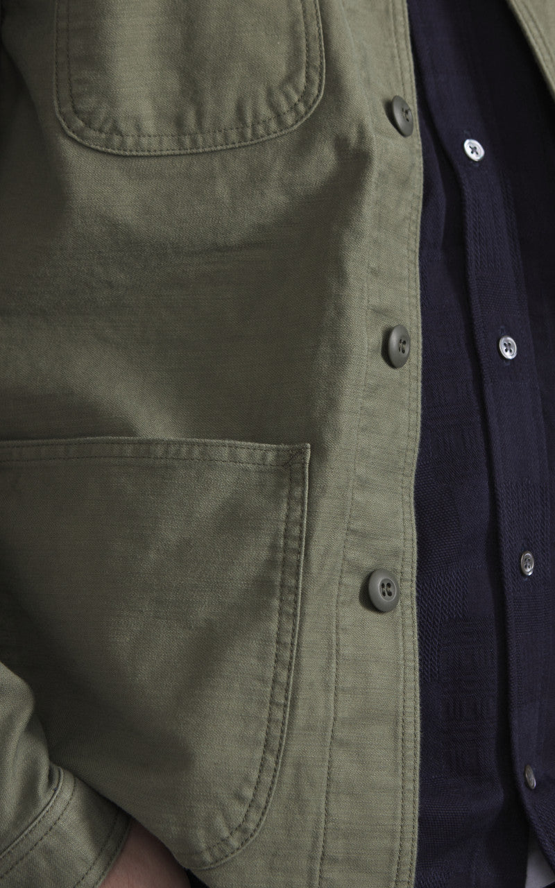 Japan Blue JBOT1300 Military Back Sateen Coverall Jacket Olive Drab