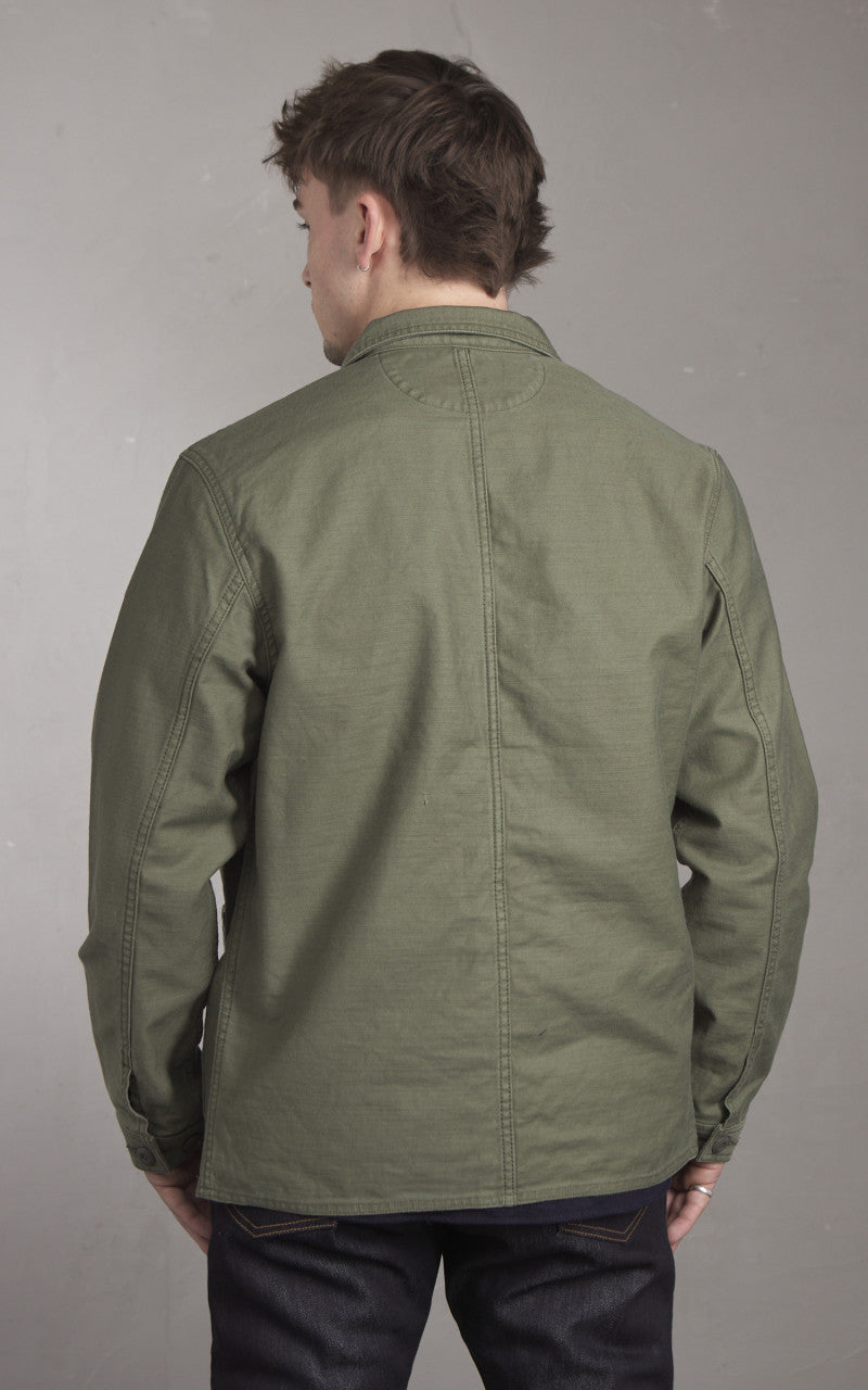 Japan Blue JBOT1300 Military Back Sateen Coverall Jacket Olive Drab