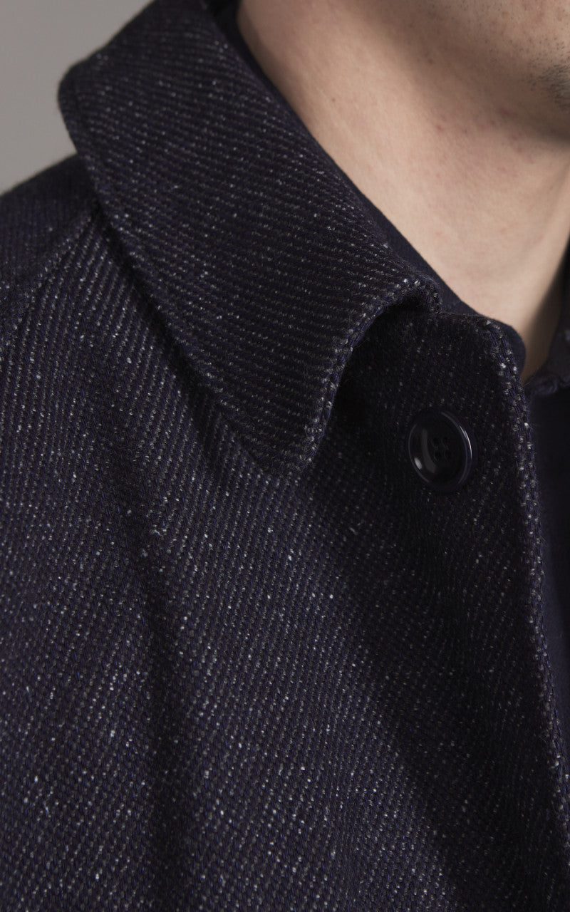 Japan Blue JBOT1513 Tweed Denim Balmacaan Coat Dark Indigo 12oz