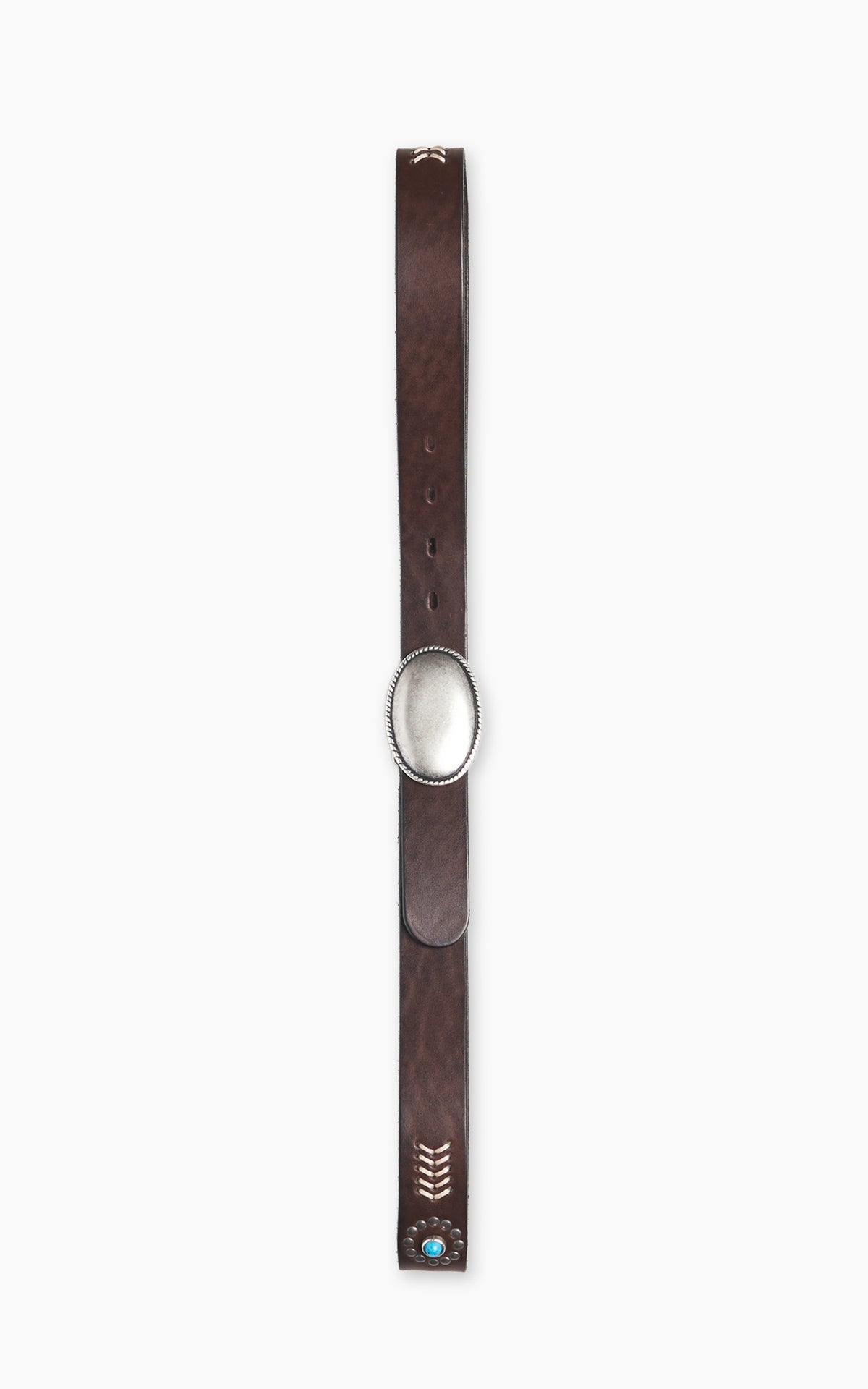 Jean Dessel Cowboy Belt Brass Buckle Brown