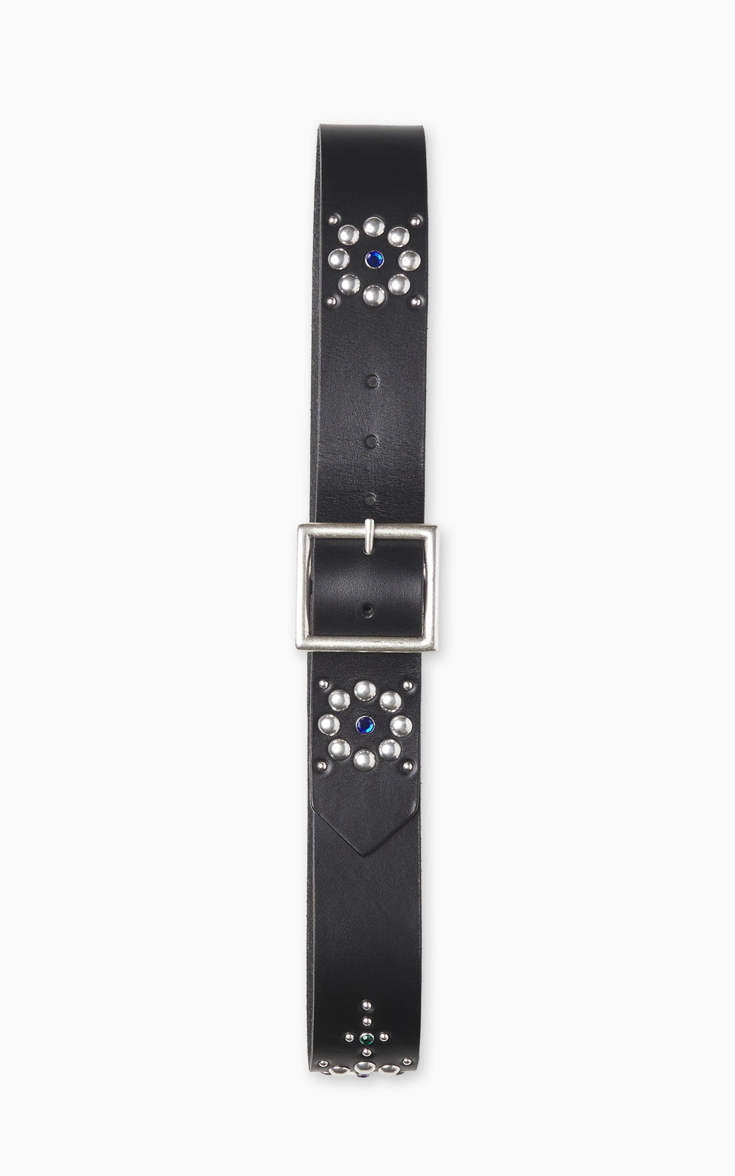 Jean Dessel Square Buckle Belt Bull Shoulder Rivets Ornament Black