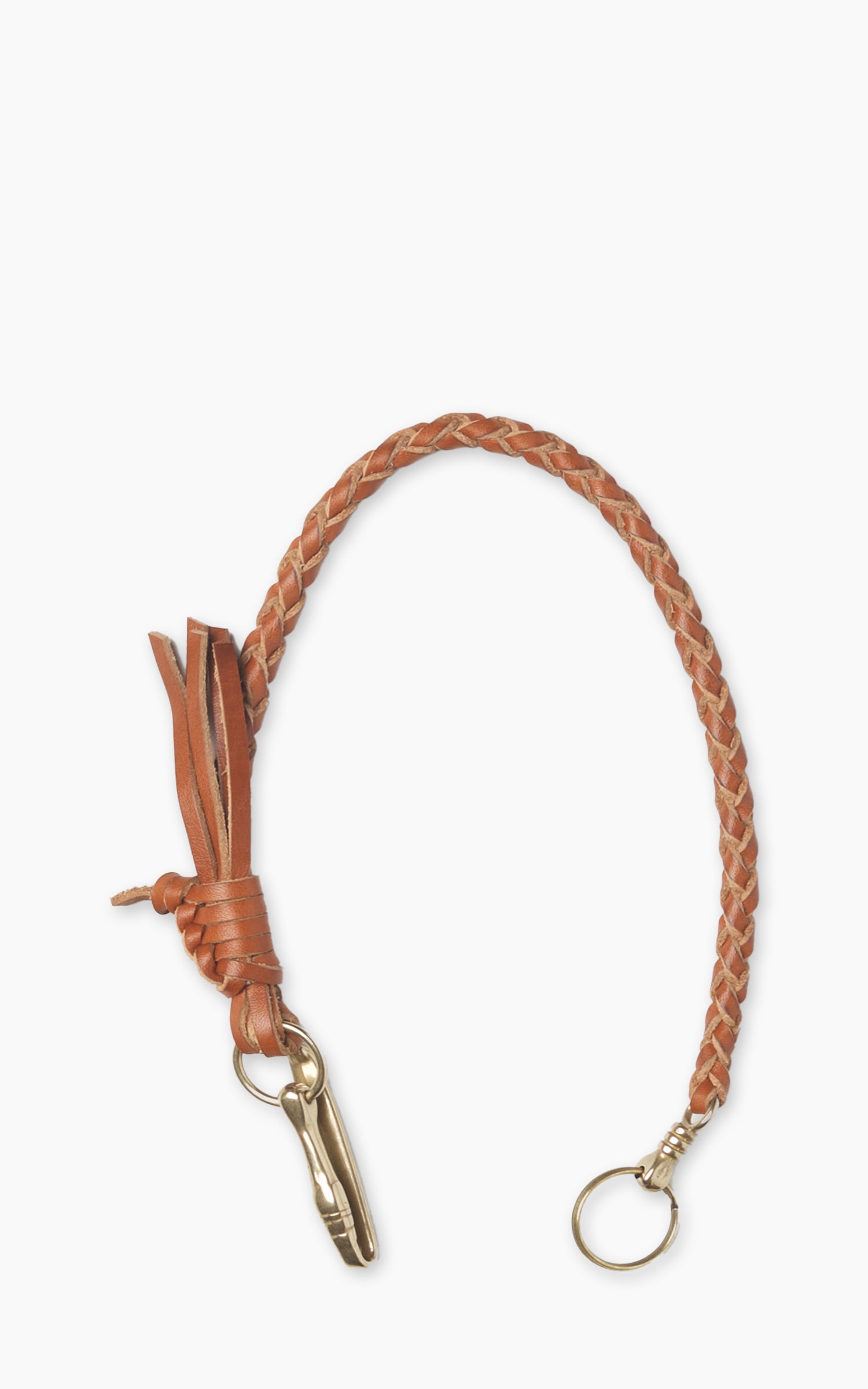 Jean Dessel Hand-Woven Leather Wallet Chain Cognac