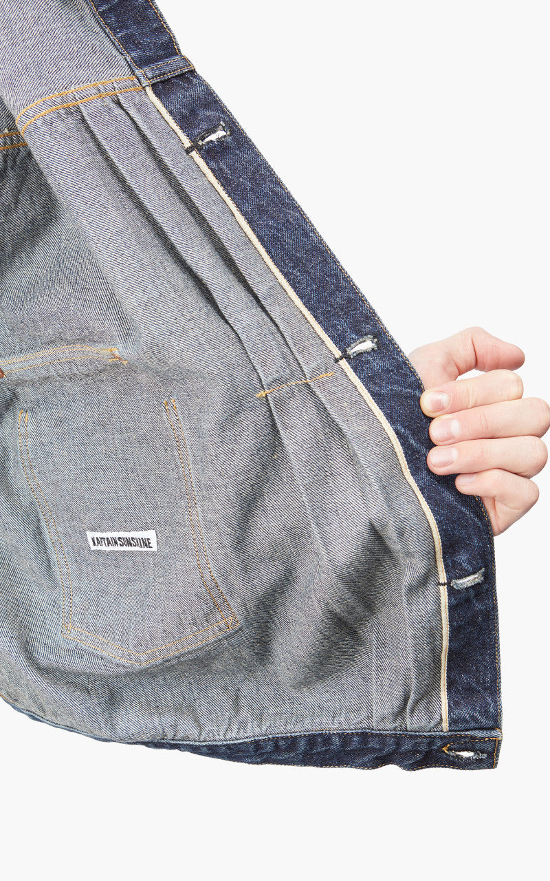 Kaptain Sunshine Denim Tracker Jacket Indigo Vintage Wash