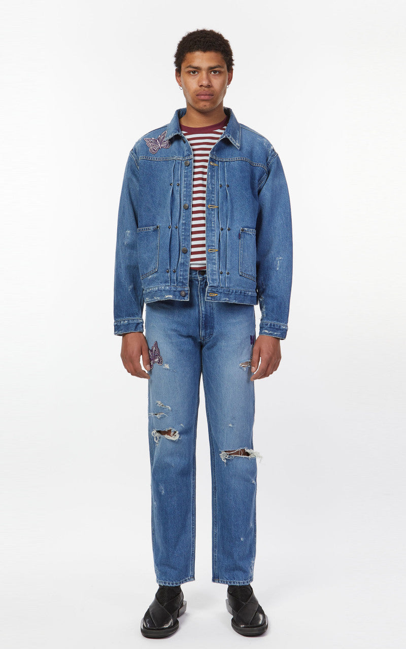 Needles Papillon Patches Straight Jean Indigo