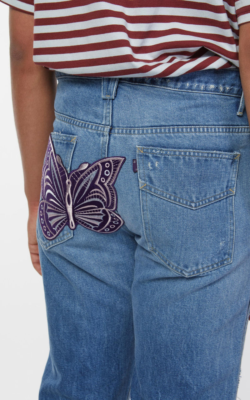 Needles Papillon Patches Straight Jean Indigo