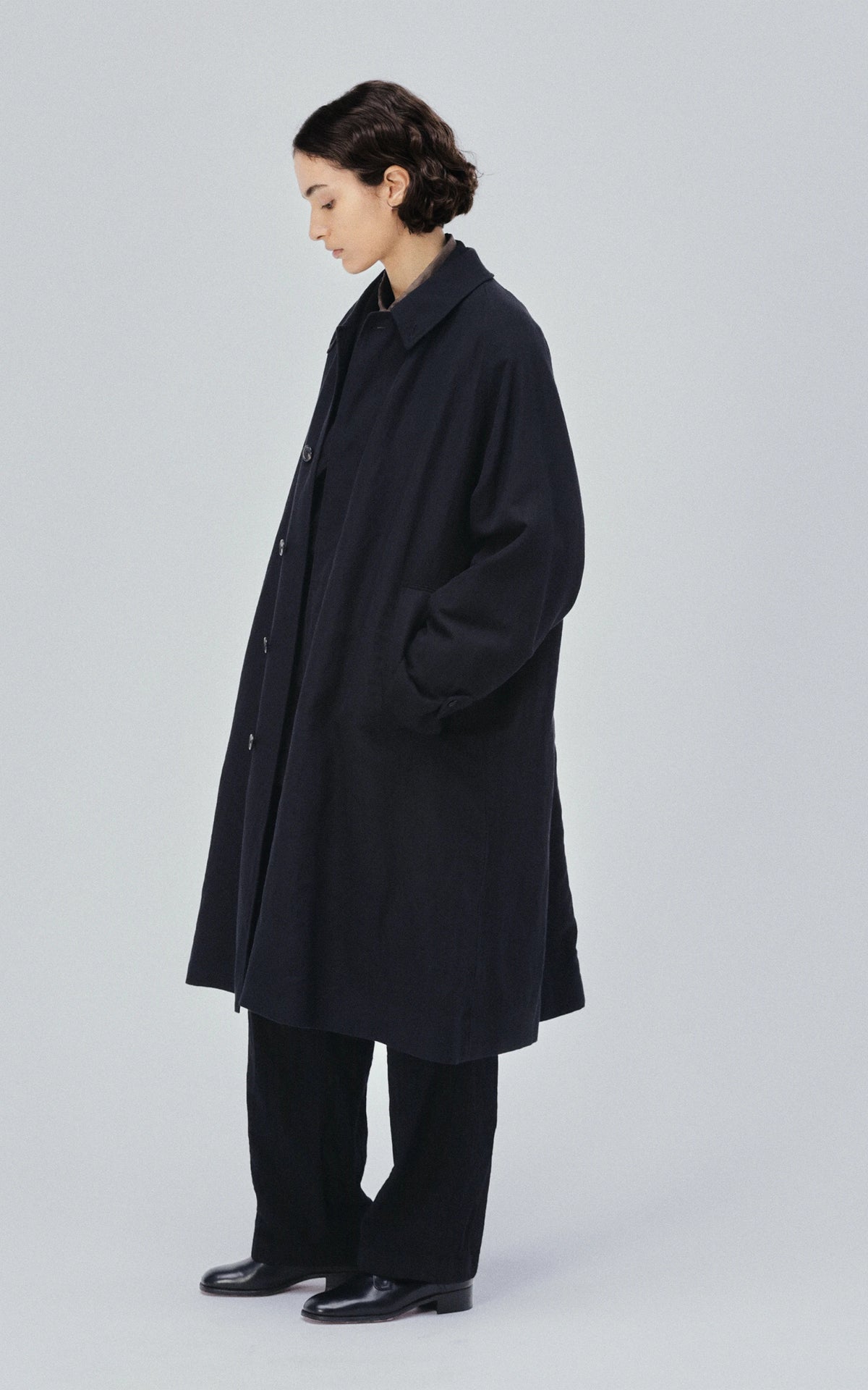 Kaptain Sunshine Cashmere Linen Walker Coat Black