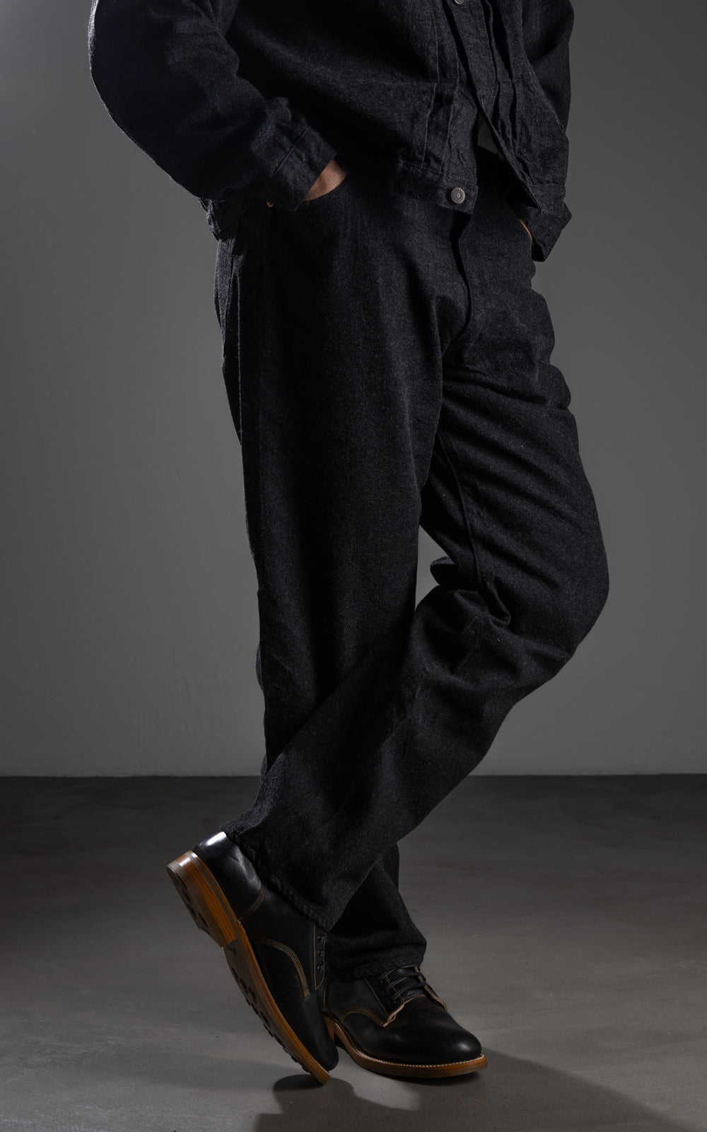 Kaptain Sunshine 5P Zipper Front Denim Pants One Wash Black