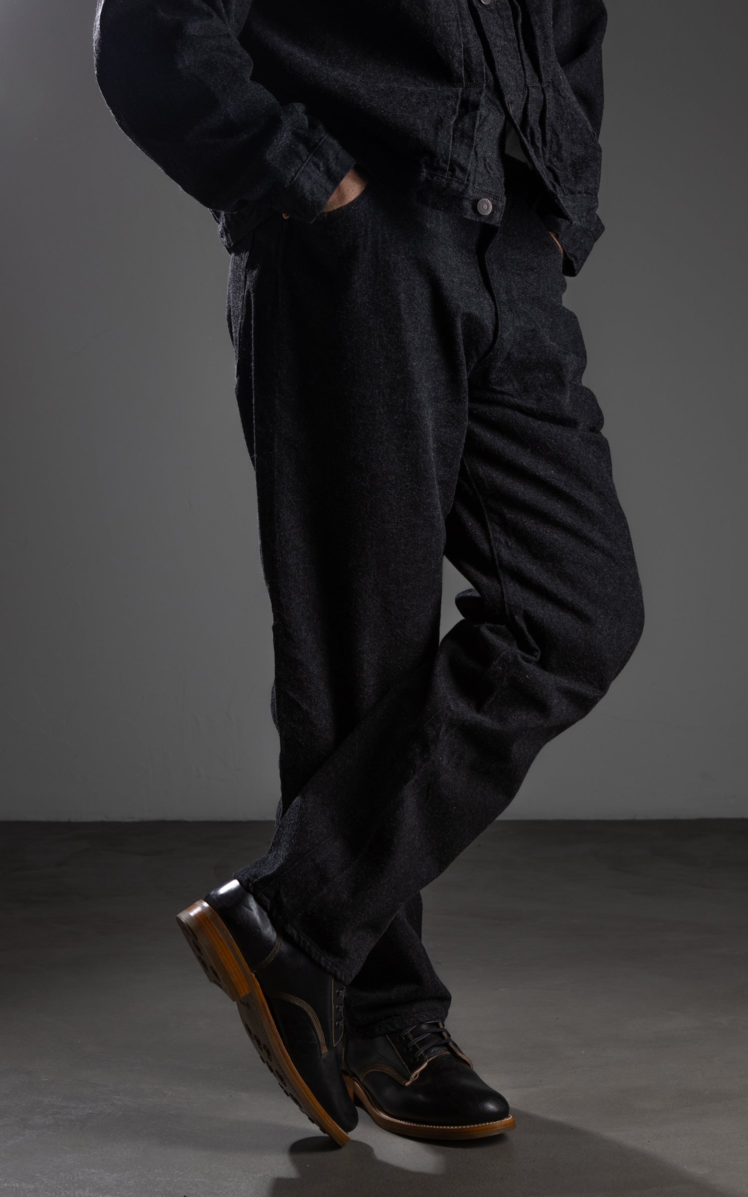 Kaptain Sunshine 5P Zipper Front Denim Pants One Wash Black
