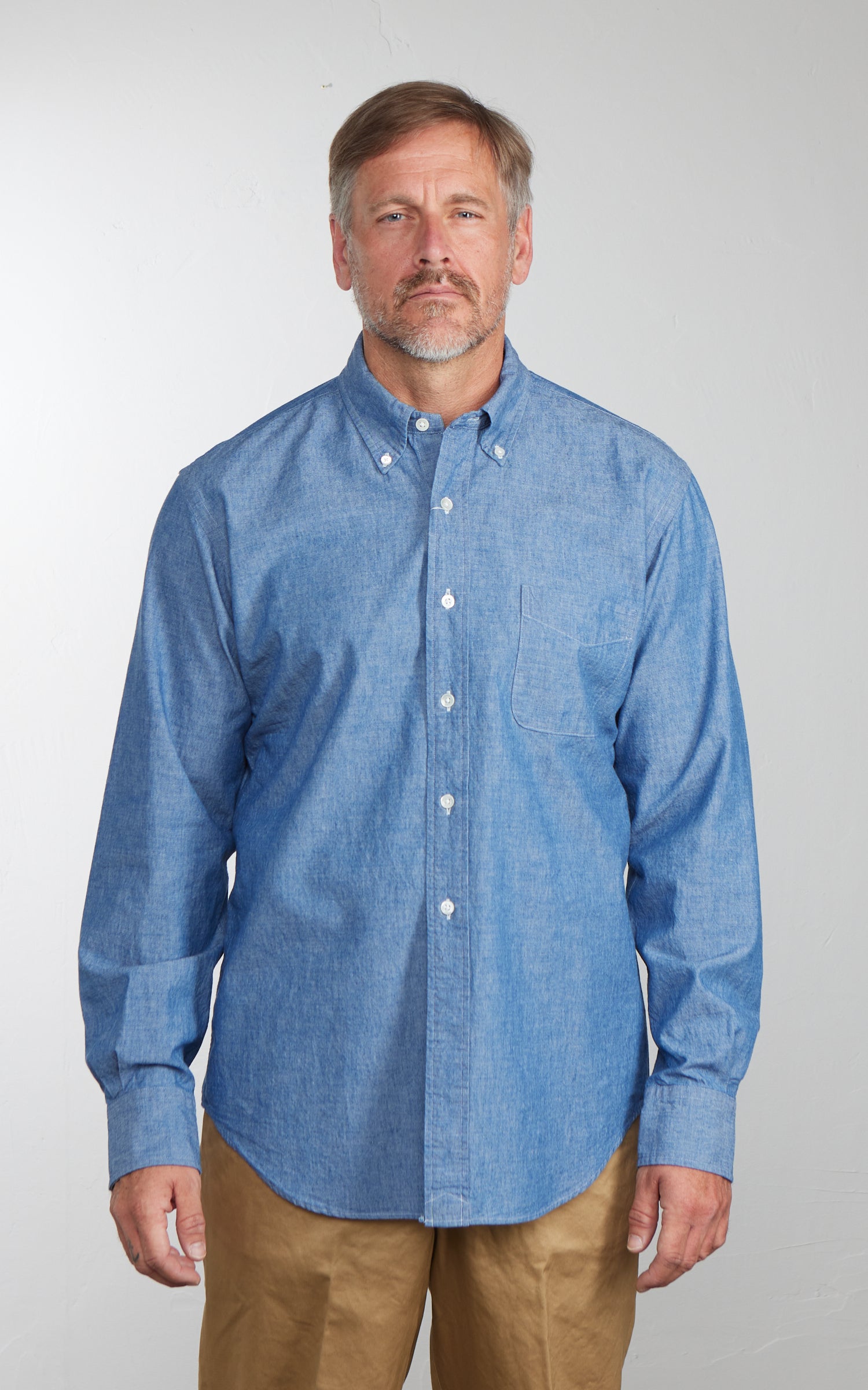 Kamakura Shirts Vintage Ivy Button-Down Chambray Shirt Blue