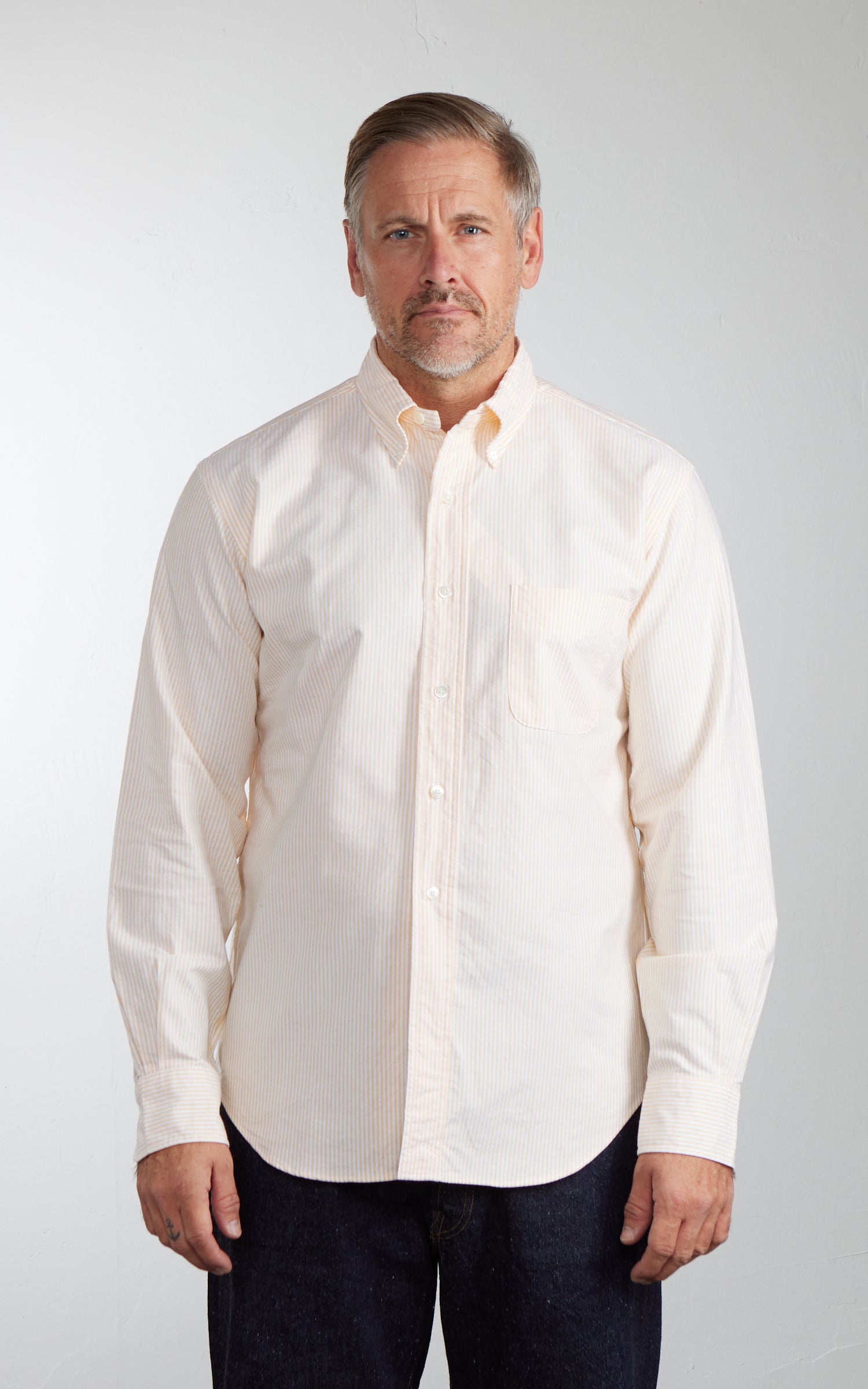 Kamakura Shirts Vintage Ivy Button-Down Oxford Shirt University Stripes Yellow