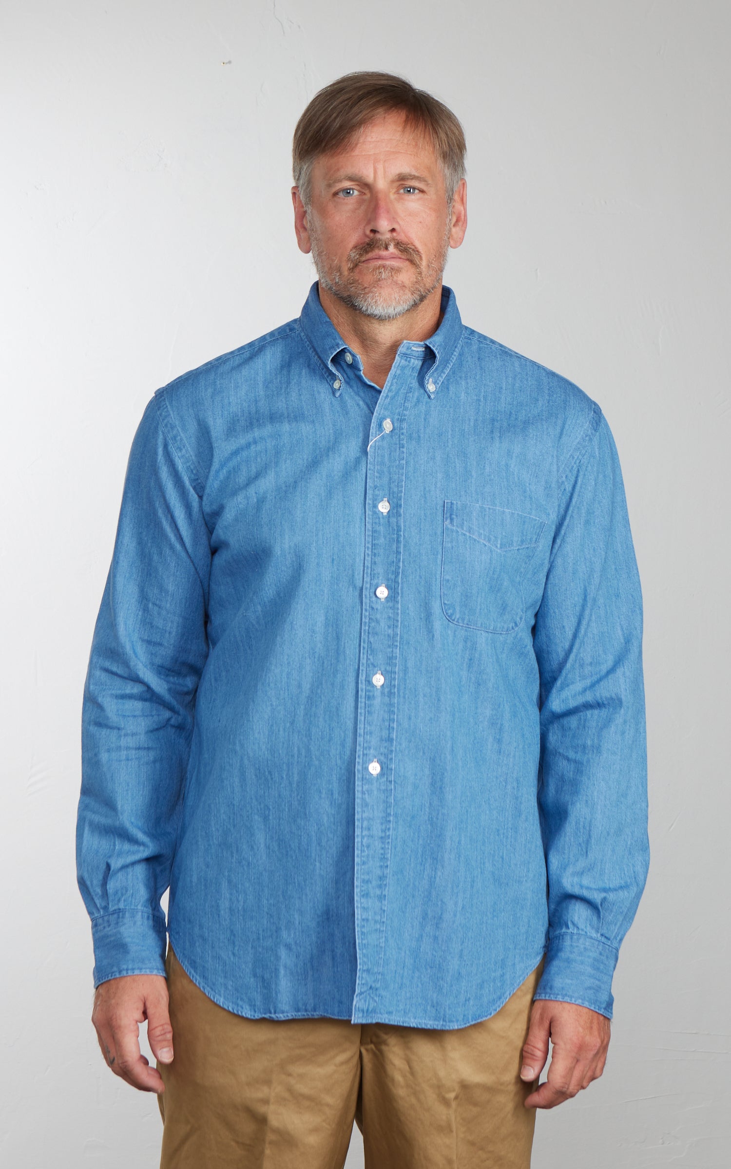 Kamakura Shirts Vintage Ivy Button-Down Japanese Denim Shirt Blue 7oz