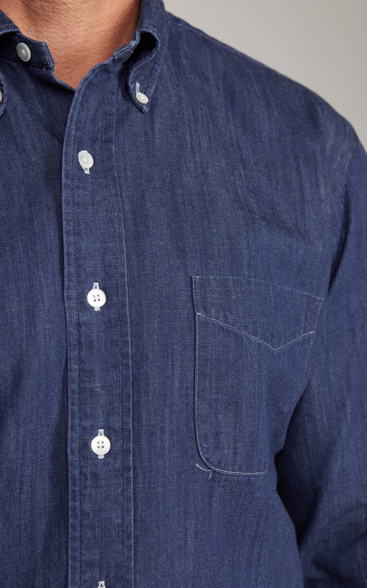 Kamakura Shirts Vintage Ivy Button-Down Japanese Denim Shirt Dark Blue 7oz