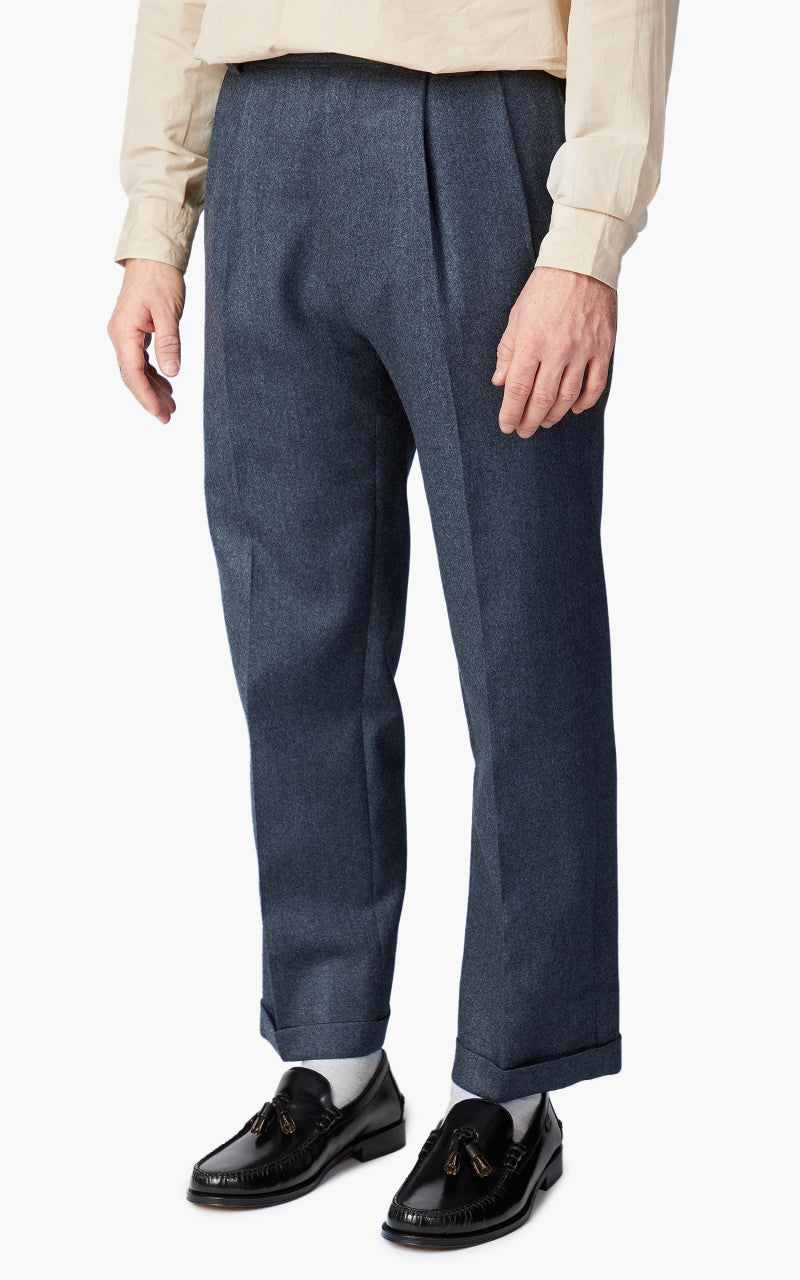 Kaptain Sunshine 2 Pleats Wide Trousers Wool Charcoal