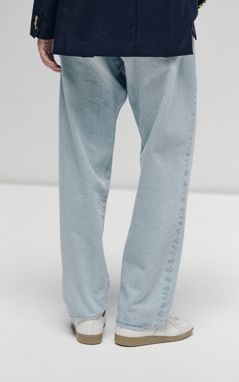 Kaptain Sunshine 5P Zipper Front Denim Pants Indigo Ice Wash