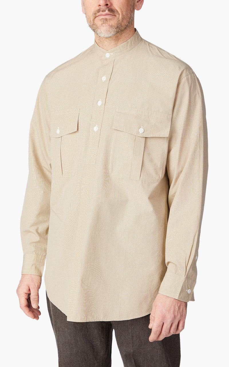 Kaptain Sunshine Cotton Pullover Standcollar Shirt Pin Stripe