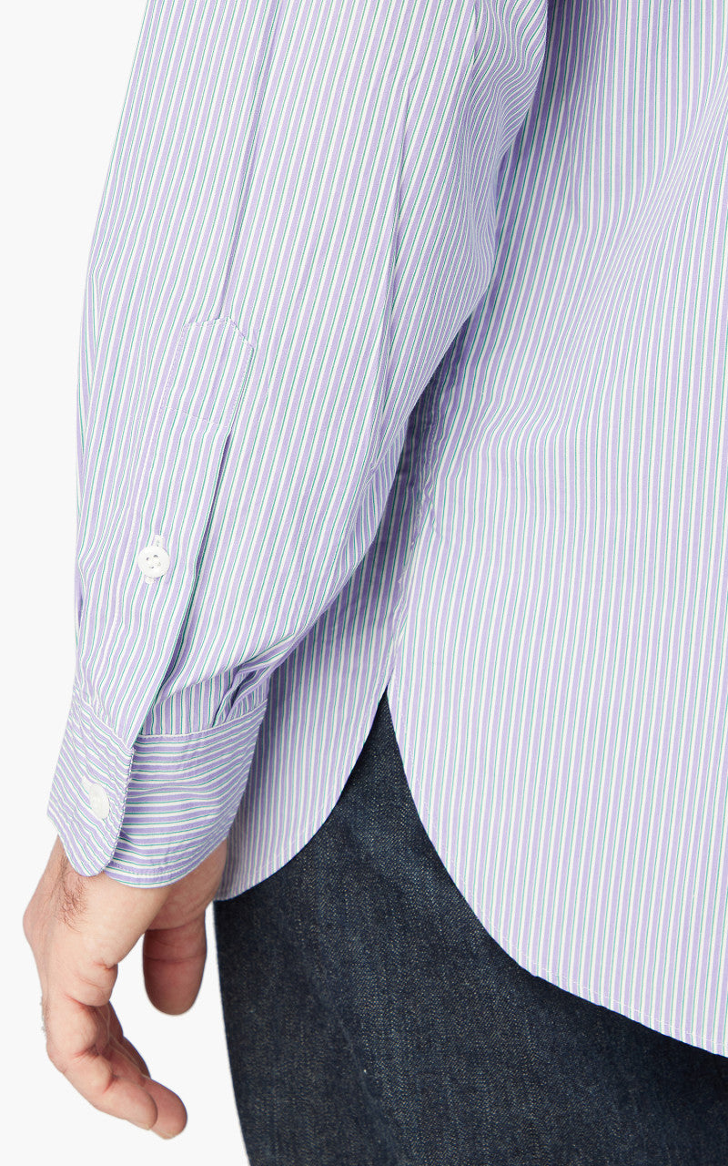Kaptain Sunshine Cotton Pullover Standcollar Shirt Purple Stripe