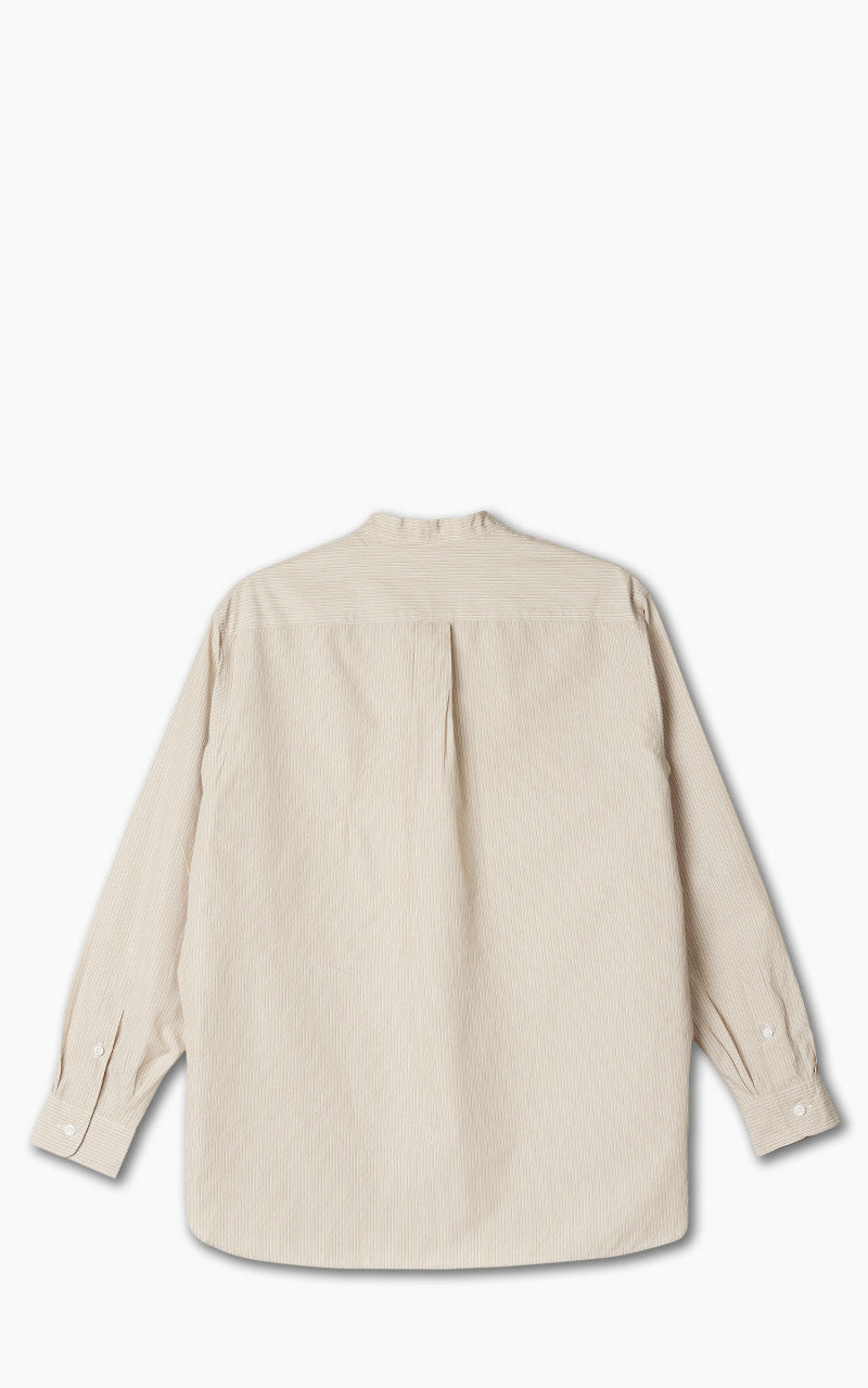 Kaptain Sunshine Cotton Pullover Standcollar Shirt Sand Stripe