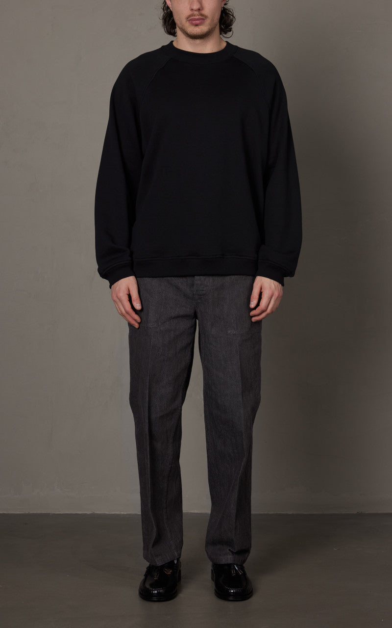 Kaptain Sunshine Suvin Sweat Crewneck Pullover Ink Black