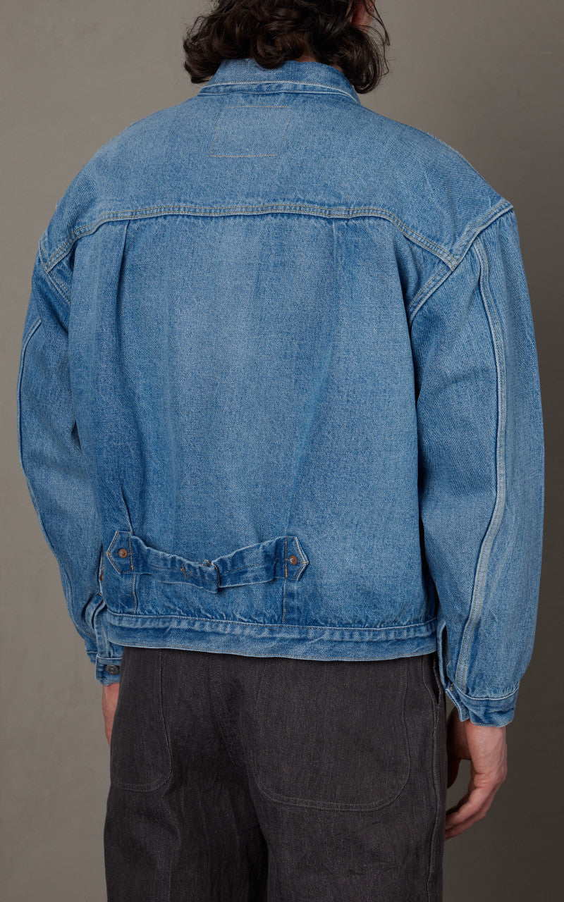 Kaptain Sunshine FM Denim Tracker Jacket Vintage Hand Wash Indigo