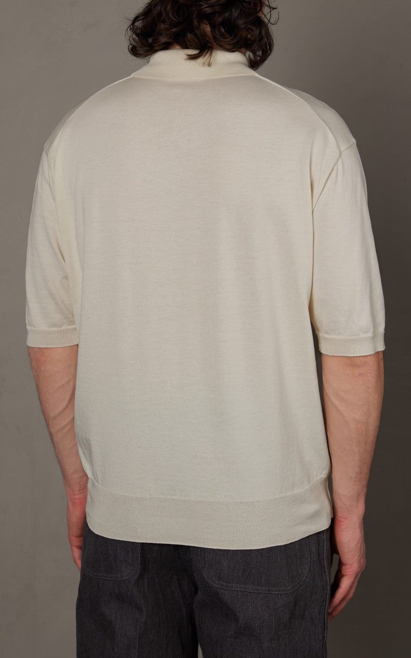 Kaptain Sunshine Cotton Knit Polo Shirt Ecru