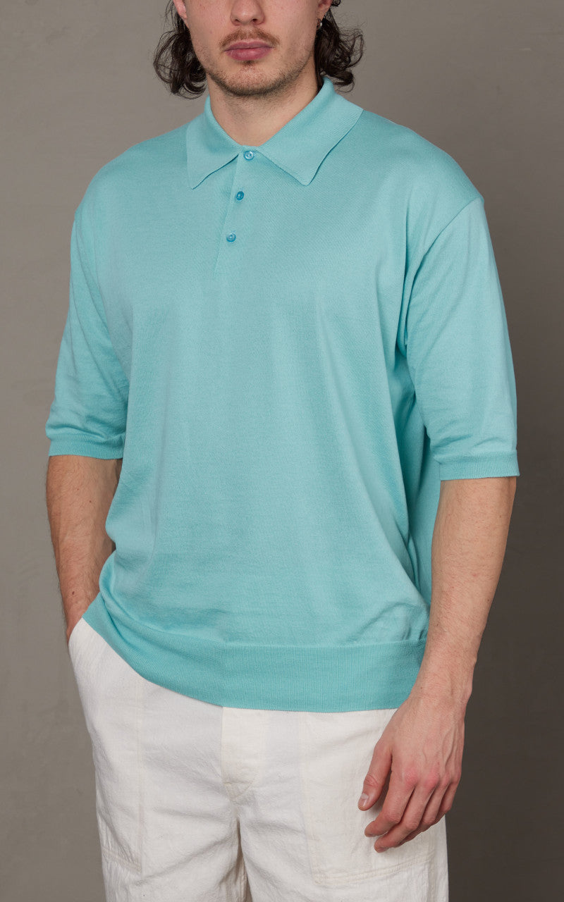 トップス KAPTAIN SUNSHINE Cotton Knit Poloshirt Kaptain Sunshine Cotton Knit Polo Shirt Mint