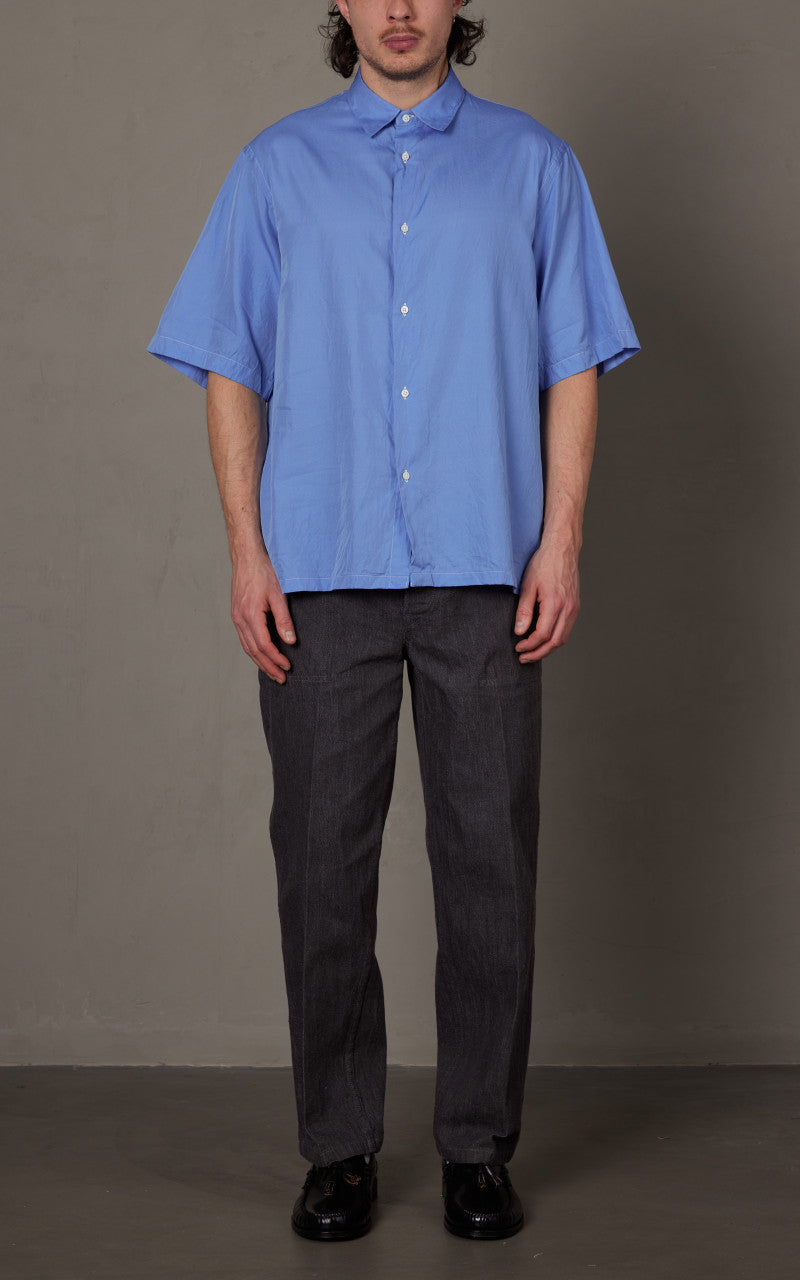 kaptain sunshine BD SHORT SLEEVE SHIRTS 36 半袖オックスシャツ キャプテンサンシャイン  Kaptain Sunshine Short Sleeve Open Collar Shirt in beige stripe